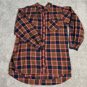 Free People We The Free Plaid Tunic Womens XS Shirt Dress Oversized Button Up